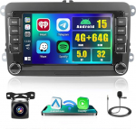 4+64G Android Autoradio VW Golf 5 6 Passat Polo Tiguan Touran Caddy Skoda Seat juhtmevaba Carplay & Android Car, 7-tolline IPS puuteekraaniga raadio Bluetooth 5.0/GPS/Reversioonikaamera/FM-ga