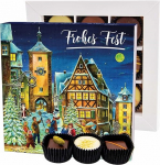 Hallingers Genuss Manufaktur j&otilde;ulukommete kingitus - Alkoholivaba, k&auml;sitsi valmistatud Premium Fine Cocoa, Elegantne kinkekarp "Frohes Fest Snowman Rothenburg L", kingiidee naistele j&otilde;uludeks
