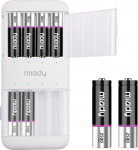 Miady laetavad liitiumakud AA 8-ne pakett koos laadijaga, 2500 mWh 1,5 V akud 2000 laadimists&uuml;klit kiirlaadimine 2,5 tunniga