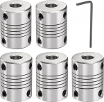 sourcing map Wellenkupplung aus Aluminiumlegierung, 7 mm bis 7 mm, flexible Kupplung, Motorverbinder, Schrittmotor-Kupplung f&uuml;r CNC-Maschine und 3D-Drucker (L25 x D19), 5 St&uuml;ck
