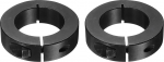 sourcing map Einzelne geteilte Schaftmanschette, 35 mm Bohrung, einteiliger Spannring, 57 mm Au&szlig;endurchmesser, 15 mm Dicke, Schwarzoxid-Schlossbundklemme mit Stellschrauben (1045 Stahl), 2 St&uuml;ck