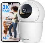 CZEview 3K 5MP Indoor Surveillance Camera, 2.4/5GHz Dual Band WiFi Camera, Indoor Dog Camera, Pet Camera with App, 360&deg; Indoor Camera, Two-Way Audio, Night Vision, AI Motion Detection