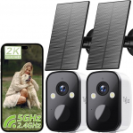 V&auml;livalve kaamera aku Solar 5G/2.4GHz WiFi kaamera v&auml;ljas traadita, 2K kaamera j&auml;lgimine v&auml;ljas/v&auml;rviline &ouml;&ouml;n&auml;gemine/liikumisandur/pilve salvestamine/IP66, 2 tk pakendis