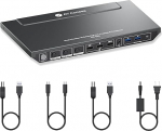 AV Access dokkimisjaam, KVM l&uuml;liti, 1 s&uuml;learvuti ja 2 lauaarvutit, kaks 4K@60Hz monitori, EDID emulatsioon, 100W USB-C laadimine, Gigabit Ethernet, k&otilde;rge v&auml;rskendussagedus Ideaalne m&auml;ngimiseks, kontorisse ja