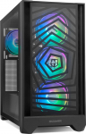 NOX Xtreme Products Hummer Plasma - ATX/Micro-ATX/ITX Midi-torn v&otilde;rkfrontiga, karastatud klaas, 4 eelpaigaldatud 120mm ARGB ventilaatorit, ruumi 7 ventilaatorile, USB-C ja USB 3.0, must