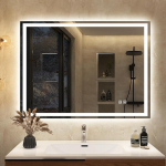 S'bagno Vannitoa peegel valgustusega 800 x 600 mm, LED Vannitoa peegel m&auml;luga, h&auml;marust&otilde;rje, 3000 K/4000 K/6500 K, dimmerdatav, HD karastatud klaas, IP44 Vannitoa peegel valgusega Horisontaalne/Vertikaalne