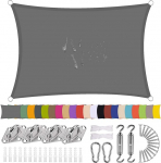 Ristk&uuml;likukujuline p&auml;ikesepurje, 1 x 3 m, veekindel p&auml;ikesekaitse r&otilde;dule, terrassile, koos paigaldustarvikutega, PES pol&uuml;ester, 98% UV-kaitse, rebenemiskindel, ilmastikukindel aeda,