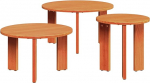 Couchtisch 3er Set Wachsbraun Massivholz Kiefer, Rund Beistelltisch, Nesting Coffee Table f&uuml;r Wohnzimmer, Einfache Montage