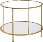 HAKU kohvilaud &Uuml;mmargune klaasist k&uuml;ljelaud Kuldne metall Turvaklaas 5 mm Peegel 4 mm M&otilde;&otilde;tmed H 45 x l&auml;bim&otilde;&otilde;t 60 cm Stiil: Stiil: Art Deco