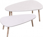 HUOLE 2 k&uuml;ljelaua komplekt, kohvilaud, diivanilaudade komplekt, laudade komplekt, t&auml;ispuidust jalgadega kohvilaud, lauakombinatsioon kontorisse, k&ouml;&ouml;ki, elutuppa, kaks ovaali, valge