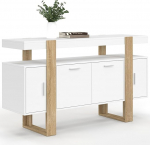 IDMarket - Phoenix Sideboard 140 cm 4 uksega valge ja puidust elutuba