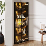 BTM LED klaasvitriin 62 x 35 x 160 cm nurgakapp uksega - kollektsioon vitriin, raamatukapp, veinikapp, vannitoa kapp, must