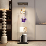Klaasist vitriinkapp koos LED-iga 164 cm Vitriinkapp klaasist alusel 1 uksega 4 riiulit L&auml;bipaistev m&ouml;&ouml;bli vitriinkapp Klaasist kollektsioonikapp elutuba (4 kihti, 1 uks)