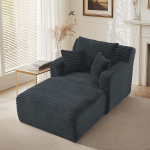 Moodne Corduroy Chaise Longue diivan ilma kokkupanekuta - mugav diivanvoodi ja lamamistool, lamamistool elutuppa, kontorisse ja korterisse, k&otilde;rge tihedusega vaht ja taskujuga (tumehall)