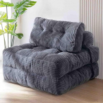 Kokkupandav diivanvoodi &Uuml;mberehitav 3-in-1 diivanvoodi magamistool koos pehmendusega Bean Bag diivanitool Mugav diivanvoodi p&otilde;randale Diivan Lounge magamistuppa elutuppa 85 x 85 cm, tumehall