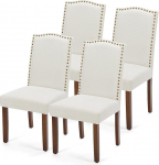 DUMOS s&ouml;&ouml;gitoa toolid, komplekt 4, elegantsed ja ilusad kaasaegsed s&ouml;&ouml;gitoa toolid, linasest kangast, polsterdatud k&ouml;&ouml;gitoolid, kriimustuskindlad p&otilde;randa s&ouml;&ouml;gitoa toolid, sobivad k&ouml;&ouml;ki, elutuppa, magamistuppa (beež)