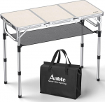 Anbte telkimislaud kokkupandav alumiinium 88 x 40 cm (L x S) 3 reguleeritava k&otilde;rgusega kaasaskantav piknikulaud koos hoiuv&otilde;rguga aialaua kohvrilaua telkimispidu (valge)