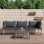 Modulares Ecksofa Poly Rattan Lounge-Set mit Kissen 2 STK. f&uuml;r Garten und Terrasse, Ecksofa koos Kissen Modular Poly Rattan