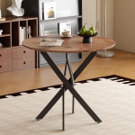 Kleiner runder Esstisch f&uuml;r 2, 80 cm Retro K&uuml;chentisch mit Holzplatte, Industriestil, rustikales Braun und Schwarz, perfekt f&uuml;r Esszimmer, kleine Wohnungen, B&uuml;ros und K&uuml;chen