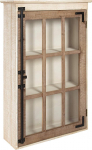 Kate and Laurel Hutchins Farmhouse Wooden Wall Cabinet with Window Pane, Glass Door, Rustic and White Washed Finish, 80cm High x 49.5cm Wide x 15.2cm Deep
