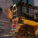 SelfTek LED Santa Ladder Fairy Lights, 160 cm Santa Climbing Ladder, LED j&otilde;ulukaunistus taimeriga, 8 valgusfunktsiooni, timmitav, siseruumides / v&auml;ljas j&otilde;ulukaunistus (soe valge)