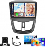 Hikity 4G+64G Android autoradio Peugeot 207 2006-2015, 2-DIN autostereo traadita Carplay, Android auto, 9-tolline puuteekraan, GPS, WiFi, FM/RDS, 32EQ, kaamera, mikrofoniga.