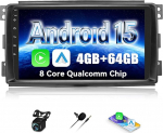 Qualcomm 8 Cores 4+64G Android 15 autoraadio Mercedes Benz Smart Fortwo 451 2005-2010 CarPlay traadita Android auto 9-tolline IPS puuteekraan GPS Bluetooth 5.1 DSP WiFi tagurduskaamera