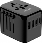VYLEE universaalne reisimisadapter kogu maailmas 2 USB A + 2 USB C, rahvusvaheline pistikupesa adapter, reisimisadapter kogu maailmas, universaalne adapter Inglismaa, USA, Jaapan, Tai, Austraalia, must