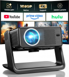 Netflixiga &uuml;hilduv projektor 28000 luumenit, miniprojektor 4K toetab Native 1080P, WLAN 6 ja Bluetooth, Electric Focus ja 4D Keystone, &uuml;le 100,000+ rakenduse, kodukino/v&auml;ljakul kasutamiseks