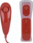 MOVHEIYL Ersatz fernbedienung f&uuml;r Wii und Wii U, integreeritud 2-in-1 Motion Plus mit Silikonh&uuml;lle und Nunchuck (Rot)