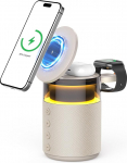 3-in-1 Bluetooth-k&otilde;lar koos &ouml;ise valguse ja juhtmevaba laadijaga, timmitav &ouml;&ouml;lamp koos induktsioonlaadimisjaamaga - &uuml;hildub iPhone 17/16/15/14/13/12 Pro Max, Apple Watch 33W kollane