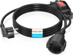 Kaitsekontaktide pikenduskaabel 7 m, pikenduskaabel koos l&uuml;litiga, 3 x 1 mm&sup2; Schuko pikenduskaabel magamistuppa, koju, kontorisse (250 V/16 A)