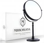 Mirrorvana suur 10x suurendav meigiprilli peegel magamistoas ja vannitoas, klassikaline vabalt seisev &uuml;mmargune lauapeegel kahepoolse 10X/1X suurendusega, 38 cm pikk ja 20 cm lai (must)