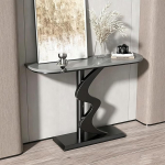 Moderne Konsole f&uuml;r Flur,Eingangs Tisch mit Gesintertem Stein Tischplatte,Sofatische f&uuml;r Hinter dem Sofa im Wohnzimmer,Akzentm&ouml;bel,Einfache Montage(Black2,80cm)