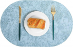 Platzdeckchen 2Er Set Vintage, Oval mit Blumenmuster Platzdeckchen f&uuml;r K&uuml;che,Zuhause,Restaurant,Speisetisch, Himmelblau, 30x43cm