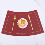 AMDXD komplekt 6 taldrikut pestav sektor, PU nahast taldrikud pestav sektor tavaline libisemisvastane lauamatt j&otilde;uluveini punane k&ouml;&ouml;gi jaoks kodu restoran 51 x 29,5 cm