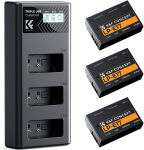 K&F CONCEPT 3 LP-E17 1250 mAh aku ja t&auml;iustatud 3 lahtri LCD-laadija, &uuml;hildub Canon EOS RP, EOS R10, EOS R8, EOS R50, Rebel T8i, T7i, T6i, SL2, SL3, EOS 77D, EOS 750D Powershot V1'iga.