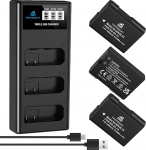 Homesuit EN-EL14 EN-EL14a aku 1400 mAh ja kolme pesaga LCD-laadija komplekt Nikon D3500 D3400 D3300 D3200 D3100 D5100 D5200 D5300 D5500 D5600 Coolpix P700 000 P7100 P7700 P7800 kaameratele (3 tk)