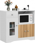 Sideboard Sideboard Mikrolaineahi K&ouml;&ouml;gis Sideboard pistikupesaga Moodne k&ouml;&ouml;gim&ouml;&ouml;bel Elutuba 3 uksega seisev kapp Sobib k&ouml;&ouml;ki, elutuppa 83 x 40 x 80 cm