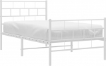 vidaXL voodiraam, voodiraam pea- ja jalaplaadiga, metallist voodi lamelliraamiga, &uuml;heinimesevoodi, k&uuml;lalisvoodi, magamistuba, metallist, valge, 90 x 200 cm