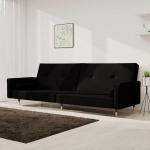 375752 2-kohaline diivanvoodi 2 padjaga, must samet, Lounge diivan, diivanid ja diivanid, Relax diivan, diivan elutuppa, diivan koos