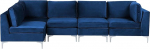Beliani Evja Modular 5-kohaline nurgadiivan Velvet Fabric Blue Paremal k&uuml;ljel metallist jalad Modern