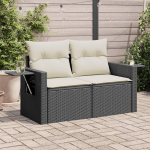 Homgoday Garden diivan koos padjad 2 istekohaga must pol&uuml; rotangist Outdoor Garden Bed Diivan Diivan Garden Diivan elutuba Patio Outdoor m&ouml;&ouml;bel N1