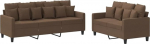 2-TLG. Sofagarnitur & Couchgarnitur Braun Stoff Eckcouch mit Kissen f&uuml;r Wohnzimmer, B&uuml;ro, Apartment (138 x 77 x 80 cm)