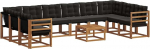 Gartenm&ouml;belset aus Akazienholz, Modular Outdoor Sofa Set mit Kissen, 11-Teilig, Loungem&ouml;bel f&uuml;r Terrasse und Garten, Naturliches Design, 362 x 185 cm
