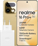 realme 16 Pro+ 5G nutitelefon AI-ga, 8+256 GB, LumaColor 200 MP p&otilde;hikaamera, 6,8-tolline 144 Hz k&otilde;ver AMOLED-ekraan, Snapdragon&reg; 7 Gen 4, 7000 mAh aku, 80 W SuperVOOC laadimine, IP69K, kuldne