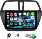 CAMECHO 4+128G 9 Zoll Android 15 Autoradio f&uuml;r Suzuki SX4 S-Cross 2014-2017, Radio Bluetooth mit GPS WiFi Wireless Carplay Android Auto RDS FM Mirror Link +R&uuml;ckfahrkamera, Incell Touchscreen HD