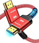 SNOWKIDS 4K HDMI kaabel 5 m punane, HDMI kaabel 4K @ 60Hz nailonist punutud kuldsed &uuml;hendused Ethernet / audio tagasikanaliga, &uuml;hildub HDTV/Laptop/Blu-ray/Soundbar/Monitor/PS-5/X-boxiga