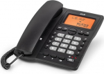 SPC Office ID 2 - Festnetztelefon mit beleuchtetem Display, 4 Direktspeichern und 10 indirekten Speichern, 2 Ruftonstufen, Anrufer-ID, Lichtsignal, Freisprechfunktion, Tisch-oder Wandmontage - Schwarz