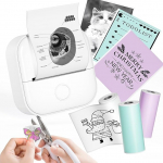 Phomemo Mini Printer, T02 mobiiltelefoni fotoprinter mobiiltelefoni jaoks, kleebis termoprinter v&auml;ike 50-53 mm must-valge print telefoni ja tahvelarvuti jaoks, lahe pisike taskute termoprinter kontorisse, koju,